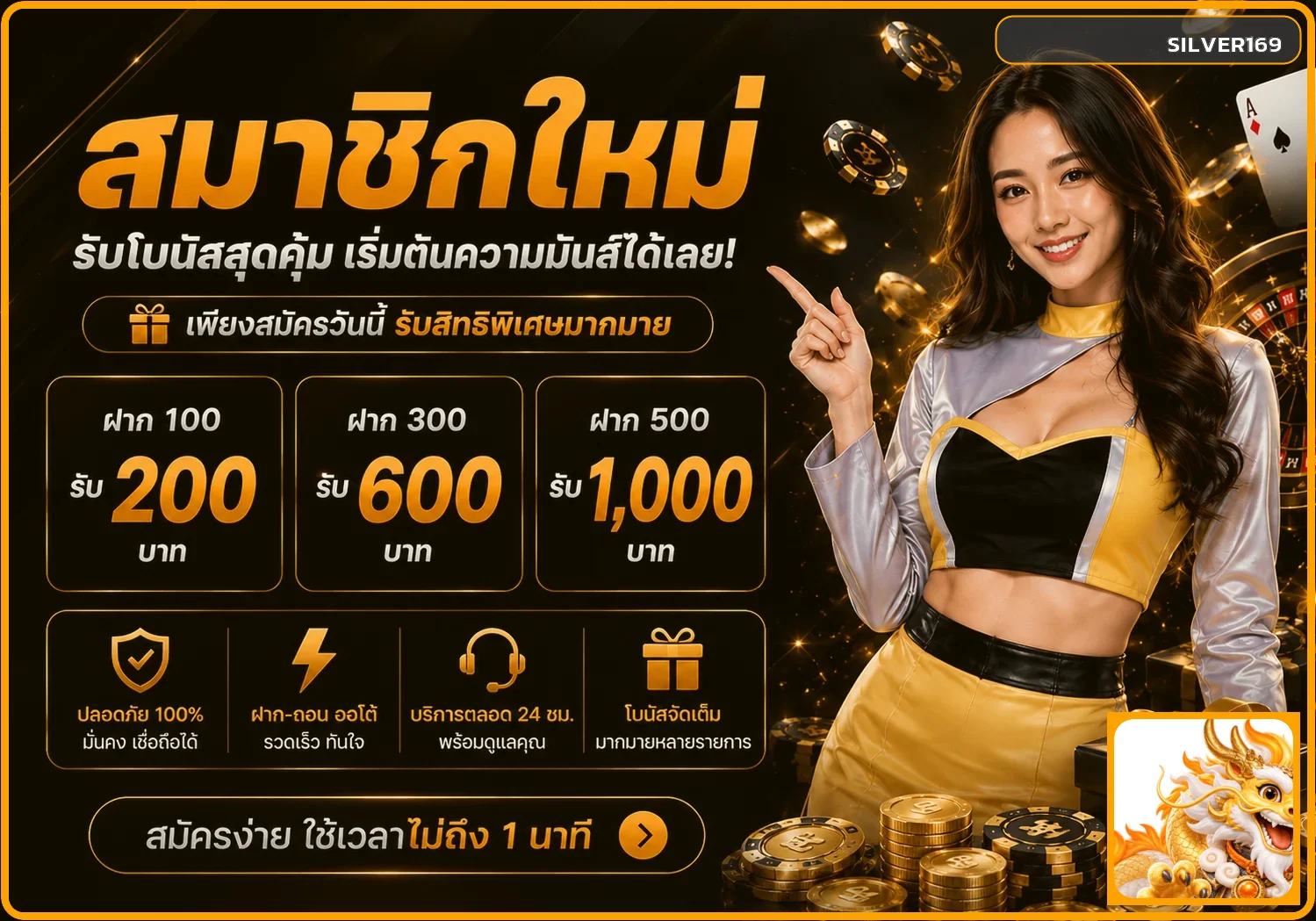 ภาพรวมเกมคาสิโนและข้อมูล SILVER169